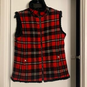 Woolrich women's Size Small plaid wool blend warm vest, great condition, pockets